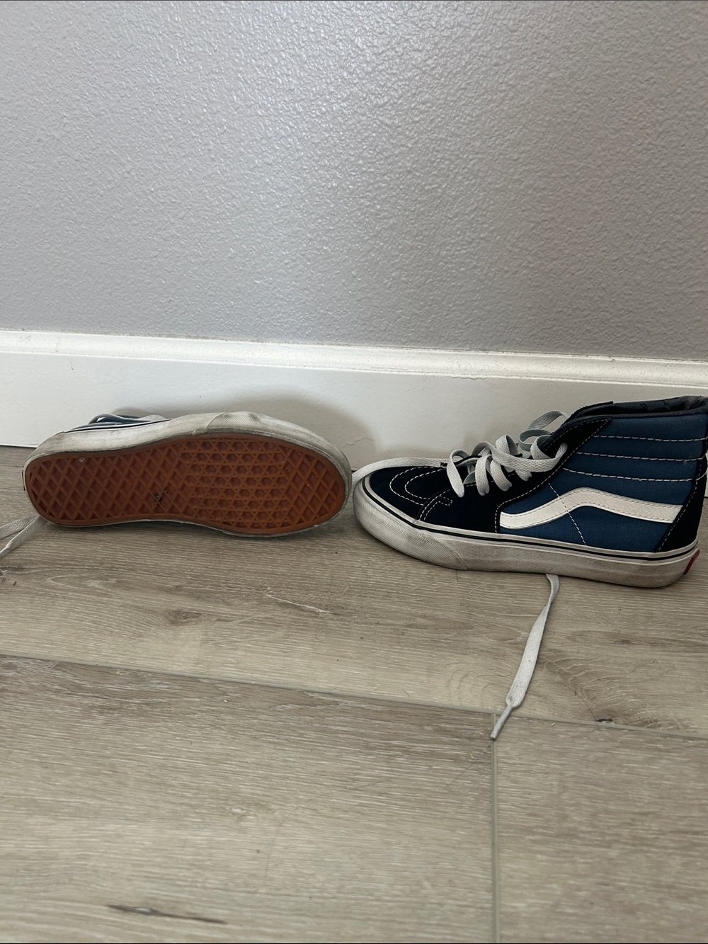 Vans High-Top Sneakers in Navy, Black, and White